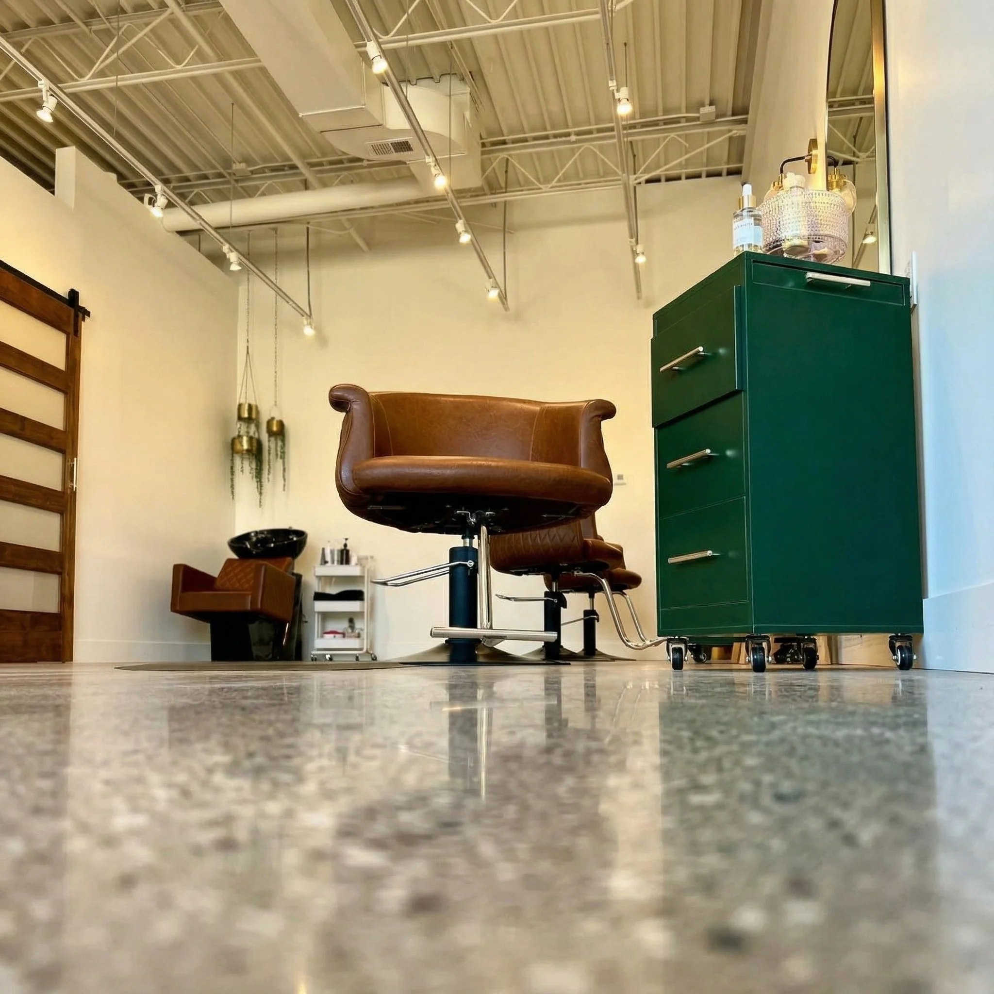 Cognac leather styling chair